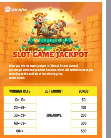 OK Win slot game jackpot bonus table